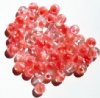 50 8mm Satin Pink & Crystal Round Glass Beads